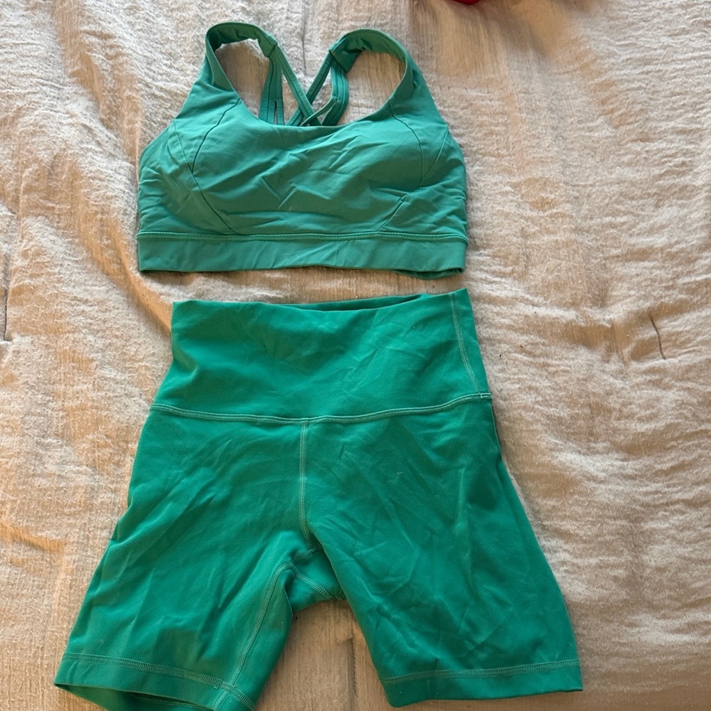 lululemon athletica tropics tone Teal Bike Shorts - Picture 2 of 8